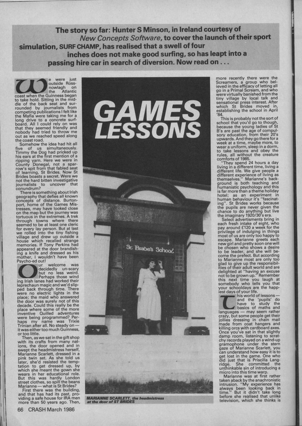 An article from Crash Magazine from March of 1986.