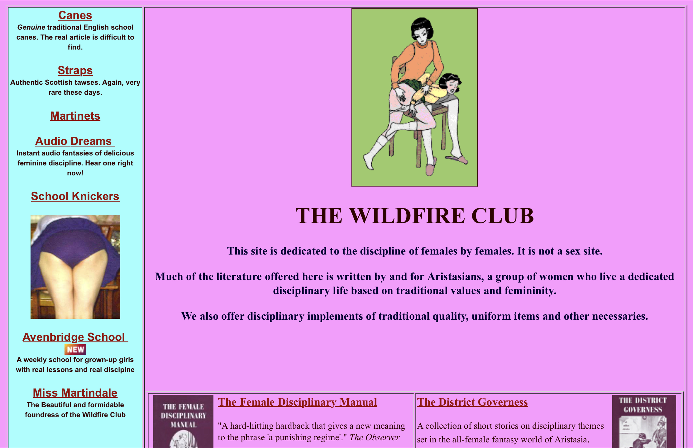 A screenshot from the Wildfire Club website from 2004.